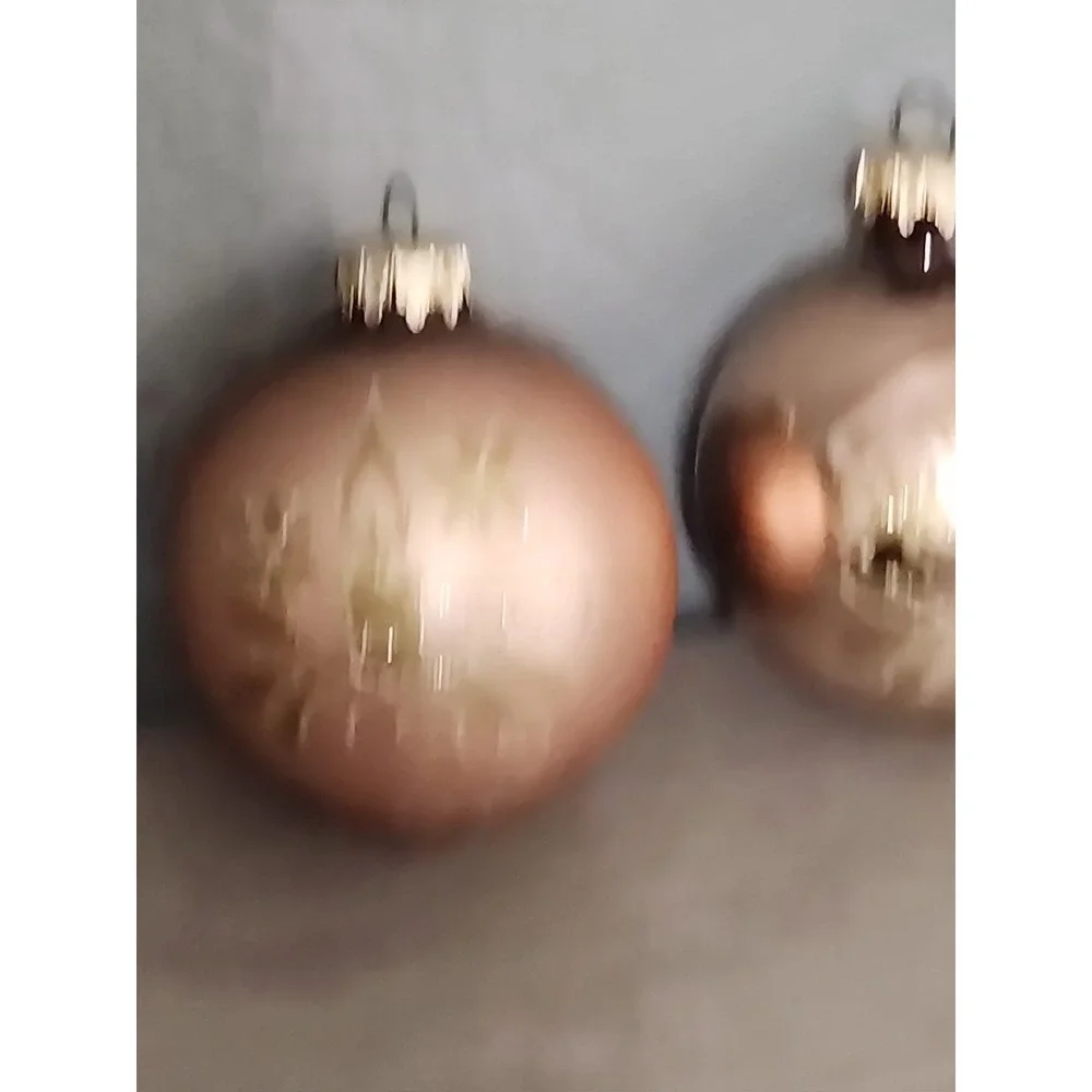 Vtg 2 Christmas Ornaments Mercury Glass‎ Stencil Ball Rose Gold Bauble Germany